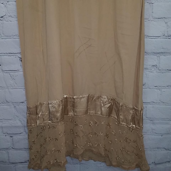 Nooshin Femme Tan Linen Blend Maxi Dress Sz Large - Picture 2 of 6